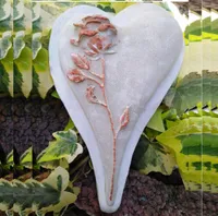 3D Grabherz Herz m. Rose Grabschmuck Dekoherz Dekoration Trauerherz Weiß asym.