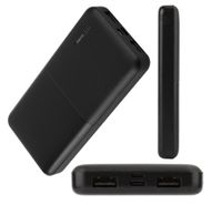 Powerbank Setty 10000 mAh schwarz power bank externer Akku Ladegerät  USB Smartphone für Huawei iPhone Samsung