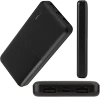 Powerbank Setty 10000 mAh schwarz power bank externer Akku Ladegerät  USB Smartphone für Huawei iPhone Samsung