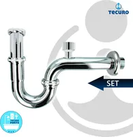 tecuro Röhrengeruchsverschluss Siphon mit Rohrbelüfter für Waschbecken, extra lang - verchromt