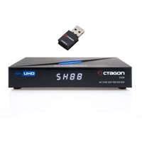 Octagon SX88 4K UHD S2+IP HDMI USB Kartenleser IPTV Multistream Receiver Schwarz mit WLAN Stick