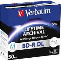 1x5 Verbatim M-Disc BD-R Blu-Ray 50GB 6x Speed, Jewel Case