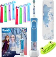 Oral-B | Elektrische Zahnbürste - 100 Kids Frozen - mit Reiseetui - sanfte Reinigung - 8 Ersatzköpfe