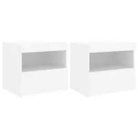 vidaXL Nachttische mit LED-Leuchten 2 Stk. Weiß 50x40x45 cm