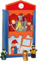 roba Kasperletheater, Puppentheater inkl. 6 Handpuppen, Kaspertheater aus Massivholz, freistehend