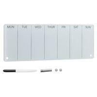 Magnete Stifte Halterung Tafel 50x40 cm magnetisch zum Beschriften Navaris Magnettafel Wochenplaner Whiteboard aus Glas Magnetwand Kalender inkl