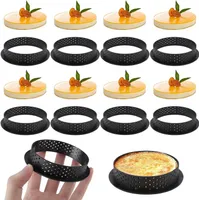 8 Stück Mousse Tartelette Förmchen Dessertringe 8cm Antihaft Tortlettförmchen Ohne Geruch perforierter Ring Tortenring Set Tortenring Runde Backringe für DIY Mousse Kuchendekoration