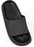 Damen Badelatschen Duschlatschen leichte Badeschuhe Hauschuhe bequeme Pantoletten rutschfest Badeschlappen Saunaschuhe Schwarz 37