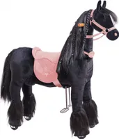 Mechanisches Pferd auf Rollen Ponnie Ebony M mit rosa Sattel