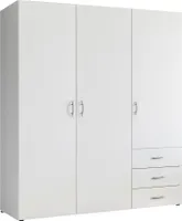 Kleiderschrank "Harry" in Weiß mit 3 Schubladen und 3 Türen. Abmessungen (BxHxT) 150x176x52 cm