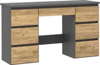 Meblowa1 Biurko komputerowe BETA 4 Antracyt-Dąb Craft z 7 szufladami, nowoczesny desing 120x43x75 cm