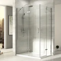 EMKE 75x90x195cm Kabina prysznicowa z dostępem narożnym Szkło bezpieczne ESG 5 mm Bezramowe drzwi na zawiasach Drzwi prysznicowe Parawan prysznicowy z nanopowłoką po obu stronach