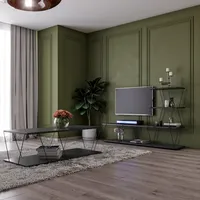 Skye Decor, Basak - antracit, sestava nábytku do obývacího pokoje, antracit, 100 % MELAMÍNEM potažené desky, 150 x 30 x 93 cm