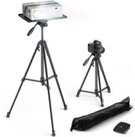 Beamer Ständer Aluminium Stativ Bodenständer für Projektor, Laptop, Kamera, verstellbar Beamertisch von 51cm zu153 cm mit Tasche und Platte