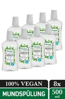 alkmene Kariesschutz Mundspülung mit Bio Wasserminze - Mundspülung vegan mit 6-fach Schutz im 8er Vorteilspack (8x 500 ml)