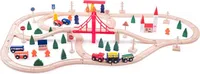 KINDER HOLZ EISENBAHN 90 Teile Eisenbahn Zubehör Holzspielzeug Holzzug