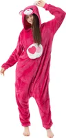 Katara 1744 -  Glücksbärchi Herz Lieb-mich-Bärchi Pink M (155-165cm), Jumpsuit, Onesie, Karneval, Overall, Party, Karnevals-Kostüm, Verkleidung zum Fasching, Schlafanzug, Hausanzug, Jogginganzug, Cosplay, Tierkostüm für Erwachsene