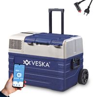 Kompressor Kühlbox elektrisch, Kühltruhe mit APP-Steuerung, USB-Anschluss, Teleskopstange, Räder, 12/24V, 230V - 42 Liter - blau