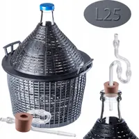 Sada sklenených karbošov KADAX "Alatri", s plastovým košom a fermentačným príslušenstvom, gumovou zátkou, plastovou fermentačnou trubicou, fľašou, 25 litrov