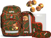 ergobag Schulranzen Lumi-Edition Pack-Set 6-teilig FeuerspeiBär olivgrün