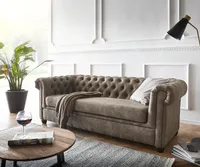 DELIFE Sofa Chesterfield 3-Sitzer 200x88 cm Vintage Taupe Couch