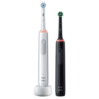 Oral-B Pro 3 3900 Doppelpack Elektrische Zahnbürsten mit visueller 360° Andruckkontrolle für extra Zahnfleischschutz, 3 Putzmodi inkl. Sensitiv, Timer, weiß/schwarz