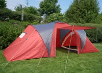 Campingzelt Laagri, 4-Mann Zelt Kuppelzelt Igluzelt Festival-Zelt, 4 Personen  rot