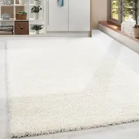 Teppich Shaggy Wohnzimmer Hochflor Unifarbe Design, Farbe: Creme, Grösse: 300 x 400 cm