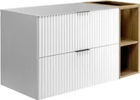 Rodan | Koupelnová Skříňka 100 cm - Bílý Mat - 100/57/46 cm - Koupelnový Nábytek - Bez Desky - Hnědý Regál - Skříňka do Koupelny