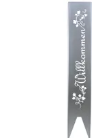 Willkommen Gartenstecker Gartenschild | Rost Garten-Deko | 120cm x 21cm, Design:BlumenRanken