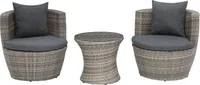 BELIANI Gartenset grau Polyrattan 2 Personen Rund Boho