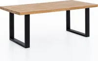 Esstisch 160x100x76cm Kernbuche keilgezinkt, gerade Kante, U-Gestell Chromfarben