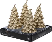 Teelichter Kerzen Paraffin 7cm Tannenbaum Form 4er Set Gold