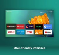 Philips PicoPix MAX, mini projektor pro domácí kino, Android 9, USB-C, HDMI, Wi-Fi, Bluetooth, velikost obrazu 120, App Store, dotykový panel, bezdrátové zrcadlo.