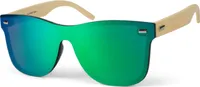 styleBREAKER Uni Monoglas Nerd Sonnenbrille mit Bambus Bügeln und Polycarbonat Glas, Retro Style 09020112