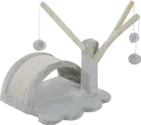 PawHut Kratzbaum Katzenkratzbaum Katzenkletterbaum Katze Sisal mit Plüsch bezogen Hellgrau Spanplatte 38x38x40 cm