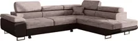 Ecksofa mit schlaffunktion und bettkasten, Sofa L-form, Couch L-form Webstoff  Dunkelbraun + Braun  Ottomane Rechts