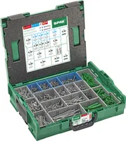SPAX Montagekoffer L-BOXX groß, Elektriker-Set inkl. 1.200 Halbrundkopfschrauben in 14 Abmessungen, 250 Dübel, 6 T-STAR plus Bits - 5000009160319