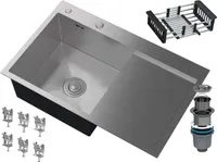 Schwarze Stahlspüle mit Abfluss Bari785L