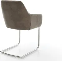 DELIFE Schwingstuhl Pejo-Flex Taupe Vintage Freischwinger rund Edelstahl