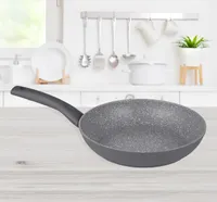 Induktions Bratpfanne mit Marmor Granit Keramik Antihaftbeschichtung für alle Herdarten, 28cm Grau
