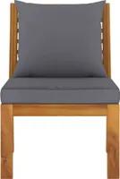 vidaXL Modular-Mittelsofa mit Dunkelgrauen Kissen Akazie Massivholz