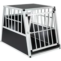 Cadoca® Hundetransportbox Aluminium Hundebox Kofferraum robust  verschließbar trapezförmig L 66x90x72cm Reisebox Autobox Tiertransportbox :  : Haustier