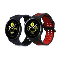 kwmobile 2x Sportarmband kompatibel mit Samsung Galaxy watch 5 / Watch 5 Pro - Armband TPU Silikon Set Fitnesstracker Schwarz Rot Dunkelblau Schwarz