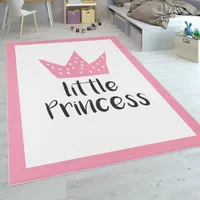 Kinderteppich Kinderzimmer Mädchen Babyteppich Prinzessin Spruch Rosa Grösse 140x200 cm