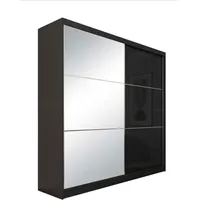 BEAUTYSOFA Schrank mit Schwebetüren VIVA 200cm - Kleiderschrank mit Schubkasteneinsätze & Kleiderstangen (Schwarz)