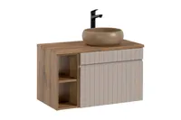 Skříňka Iconic Cashmere 60 cm s umyvadlem WIKI MC a policovou skříňkou Oak