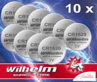 10x CR1620 WILHELM Lithium Knopfzelle 3V 70mAh ø16x2,0mm Batterie DL1620, 6620