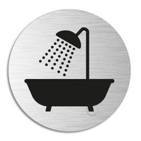 Dusche l Türschild aus AluminiumEdelstahloptik Ø 75 mm Schild