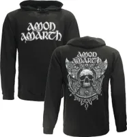 Amon Amarth Grauer Totenkopf-Kapuzenpullover – Offizielles Merchandise -  3XL